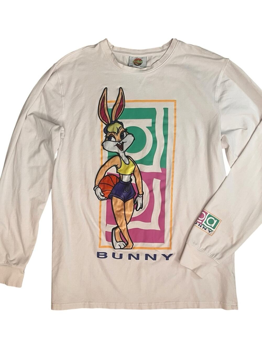 Space Jam Lola Bunny Flocked Velvet Graphic Long Sleeve T-Shirt Womens Large